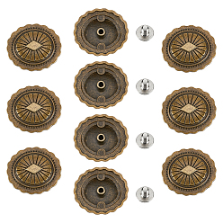 Античная Бронзовый & Платиновый Ромбовидные пуговицы из сплава, для кошелька, , украшение кожаных ремесел, античная бронза и платина, 30x27x5.5 мм, отверстие : 2.5 мм