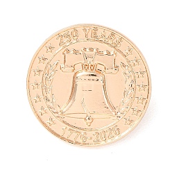 Light Gold Памятные значки из сплава в честь года независимости США., плоские круглые значки с изображением колокола Свободы, золотой свет, 250 мм