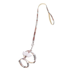 Light Coral Cat Harness and Leash Set, Cloth Belt Traction Rope Cat Escape Proof with Plastic Adjuster and Alloy Clasp, Adjustable Harness Pet Supplies, Light Coral, Inner Diameter: 22~34mm, Rope: 15mm