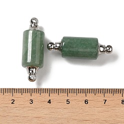Mixed Stone Natural Mixed Stone Connector Charms, with Stainless Steel Color Plated 304 Stainless Steel Findings, Column Links, 36x12mm, Hole: 1.2~1.4mm