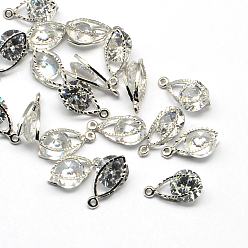 Платина Лошадь глаз сплав очаровывает, с кубического циркония, платина, 15x8x5 мм, отверстие : 1 мм