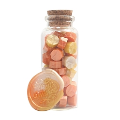 Coral Sealing Wax Particles, for Retro Seal Stamp, Octagon, Coral, Bottle: 30x77mm, 60pcs/bottle