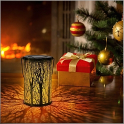 Дерево Солнечные фонари уличные подвесные фонари, полый железный фонарь для наружного декора, Водонепроницаемый светодиодный декоративный садовый светильник для патио и двора, дерево, 120x120x215 мм