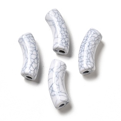 Белый Непрозрачные акриловые бусины, изогнутая трубка, треск бисера, белые, 34.5x11 мм, отверстие : 3.5 мм, Около 148 шт / 500 г