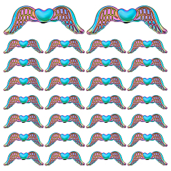Rainbow Color 50шт. бусины из сплава с покрытием стойки, крыло с сердцем, Радуга цветов, 7x20x3 мм, отверстие : 1.5 мм