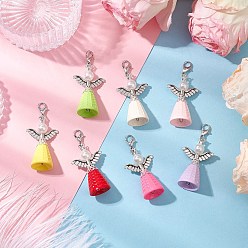 (52) Непрозрачная лаванда Акриловые подвесные украшения ангела, с застежками-клешнями из цинкового сплава и бусинами из сплава, разноцветные, 50 мм