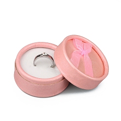 Pink Круглые картонные коробки для хранения колец, Шкатулка для украшений с бантом и белой губкой внутри, для хранения колец, розовые, 5.5x3.5 см, 30 шт / комплект