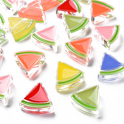 Mixed Color Transparent Enamel Acrylic Beads, Watermelon, Mixed Color, 23.5x25.5x9mm, Hole: 3.5mm