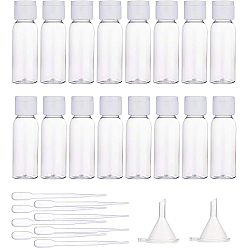 Clear Transparent Flip Cap Round Shoulder Plastic Bottle, with Dropper and Funnel Hopper, Clear, 8.5cm, Capacity: 30ml, 32pcs/set