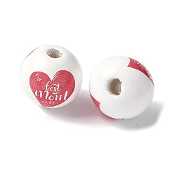 Сердце Тема дня матери печатные деревянные европейские бусины, бусины с большим отверстием, круглые, лучшая мама на свете, сердце, 16.5x14.5 мм, отверстие : 4 мм