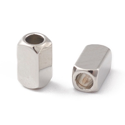 Platino Acumular cuentas de latón chapado, sin plomo y cadmio, larga duración plateado, cuboides, Platino, 6x3x3 mm, agujero: 2 mm