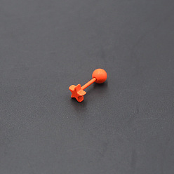 Оранжевый Окрашенные в 316l хирургические серьги из нержавеющей стали для хряща, звезда, оранжевые, 6x5 мм