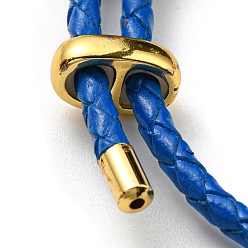 Azul Pulseras de cuero trenzado del cordón, pulsera ajustable, azul, diámetro interior: 5/8~2-7/8 pulgada (1.5~7.3 cm)