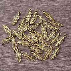 Античное Золото Сплавочные подвески тибетского стиля, перо, античное золото , 1.5x0.5 см