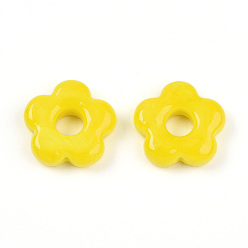 Желтый Бусины лэмпворк , цветок, желтые, 15~16x16x3.5~4.5 мм, отверстие : 4.5~5 мм