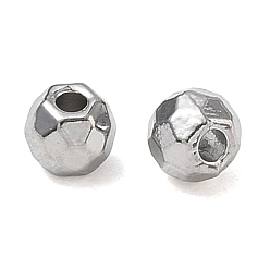 Stainless Steel Color 304 Stainless Steel Beads, Faceted, Round, Stainless Steel Color, 5x4.5mm, Hole: 1.6mm