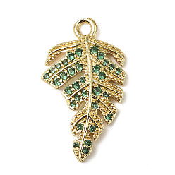 Золотой Латунные микро проложить кубического циркония подвески, лист, золотые, 23x13.5x2.5 мм, отверстие : 1.8 мм