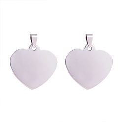 Stainless Steel Color 201 Stainless Steel Stamping Blank Tag Pendants, with Snap on Bails, One Side Polishing, Heart, Stainless Steel Color, 33x34.5x1mm, Hole: 6x4mm, 20pcs/box
