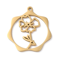 Golden 304 Stainless Steel Pendants, Flower, Golden, 23.5x21.5x1mm, Hole: 1.5mm