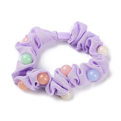 Pflaume Tuch elastischen Haargummis, mit Kunststoffperle, Haarschmuck für Mädchen oder Frauen, Pflaume, 17 mm, Innendurchmesser: 50 mm