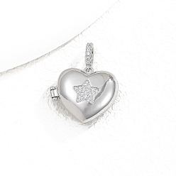 Звезда Латунные подвески с микропаве из прозрачного кубического циркония, сердце, платина, звезда, 28x23 мм