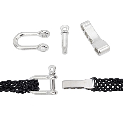 Platinum Alloy D-Ring Anchor Shackle Clasps, Lead Free, Platinum, 41.5~55x27~30x7.5mm, Hole: 5x7mm, 12sets/box