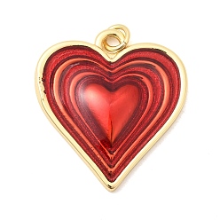 Настоящее золото 18K Латунь эмаль подвески, сердце прелести, долговечный, стойки покрытие, без свинца и без кадмия, реальный 18 k позолоченный, 27x25x4 мм, Перейти кольцо: 4.5x1 мм, внутренний диаметр: 2 мм