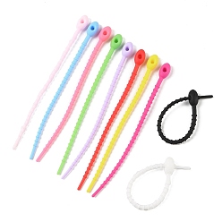 Mixed Color Oval Shape Silicone Cable Zip Ties, Cord Organizer Strap, for Wire Management, Mixed Color, 128x8x7mm