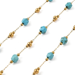 Синтетическая Бирюза Ионное покрытие (ip) 304 цепи из нержавеющей стали, с синтетическими бирюзовый, пайки, без кадмия и без свинца, с катушкой, 2~6 мм