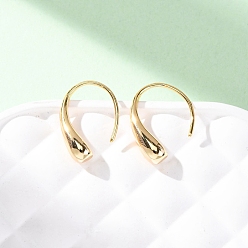 Настоящее золото 18K Серьги-подвески из латуни в форме капли, без никеля , реальный 18 k позолоченный, 16x5 мм