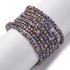 Разноцветный Прозрачные стеклянные бусины гальваническим пряди, круглые бусины нити граненые, красочный, 2 мм, отверстие : 0.6 мм, около 194~195 шт / нитка, 14.17~14.49'' (36~36.8 см)