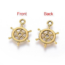 Античное Золото Тибетском стиле сплава шлем подвески, без кадмия, без никеля и без свинца, античное золото , 19x14x1 мм, отверстие : 2 мм