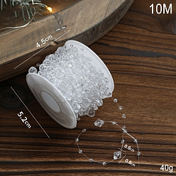 Rhombus Plastic Bead, for Party Decoration, Rhombus, 8x6mm, 10m/roll