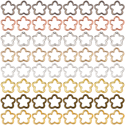 (52) Непрозрачная лаванда 80шт 8 стили цинковый сплав бусины рамка, цветок, разноцветные, 15~15.5x15.5x3 мм, отверстие : 1.2~1.5 мм, 10 шт / стиль