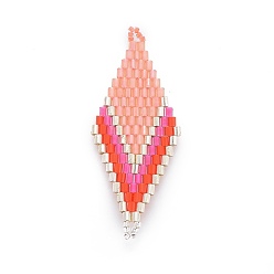 Лосось Японский бисер miyuki & toho ручной работы ссылки, Ткацкий станок, ромб, красочный, 44.6~45.2x17.8~18.6x1.6~1.7 мм, отверстие : 1.4~1.6 мм