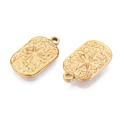 Настоящее золото 18K Ионное покрытие (ip) 304 подвески из нержавеющей стали, прямоугольник со звездным шармом, реальный 18 k позолоченный, 18x10.5x2.5 мм, отверстие : 1.6 мм