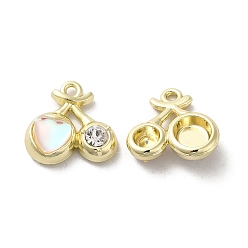 Прозрачный Подвески из сплава, со стеклом, золотой свет, без свинца и без кадмия, вишневое очарование, прозрачные, 14x15x5 мм, отверстие : 1.5 мм