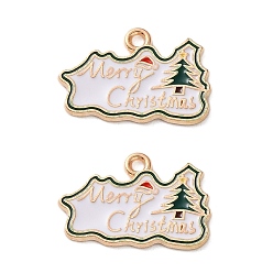 Рождественская елка Подвески из эмали и сплава, Новогодняя тема, золотой свет, рождественская елка, 15x22x1.2 мм, отверстие : 1.8 мм