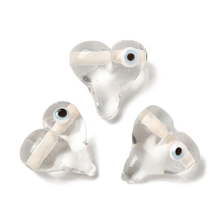 Прозрачный Бусины лэмпворк , сердце с сглаза, прозрачные, 18x18x9 мм, отверстие : 1.8 мм