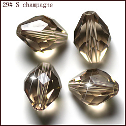 Цвет Древесины Имитация Австрийские кристаллические шарики, класс AAA, граненые, двухконусные, деревесиные, 6x9.5 мм, отверстие : 0.7~0.9 мм