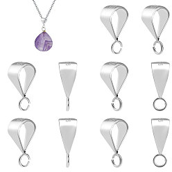 Серебро 8шт 2 стиль стерлингового серебра трубчатые дужки, петля под залог, кулон с пряжкой из семян дыни, серебряные, 10x5x4 мм, отверстие : 2 мм, внутренний диаметр: 3.5x5.5 мм, 4 шт / стиль