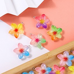 (52) Непрозрачная лаванда Прозрачные смоляные подвески, цветок, с железной платиной петлей, разноцветные, 29~30.5x27~30x6.5 мм, отверстие : 2 мм