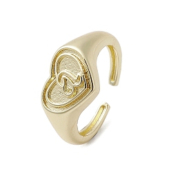 Leo Brass Adjustable Open Rings, Cadmium Free & Nickel Free & Lead Free, Heart, Leo, US Size 7 3/4(17.9mm)