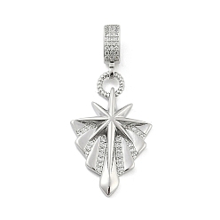 Платина Латунные микропаве прозрачные кубические цирконии звезды европейские подвески шармы, Подвески с большими отверстиями, без кадмия и без свинца, платина, 47.5 мм, отверстие : 7.5x4.5 мм