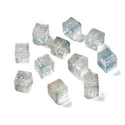 Light Blue Transparent Glass Beads, Gradient Color, Square, Light Blue, 10x11x11mm, Hole: 1.5mm