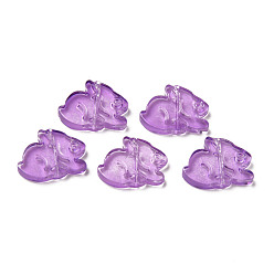 Medium Orchid Transparent Glass Beads, Rabbit, Medium Orchid, 14.5x19x3.5mm, Hole: 1mm