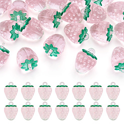 Pink Прозрачные акриловые подвески, клубника, розовые, 18x13.5 мм, отверстие : 1.6 мм