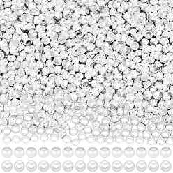 Посеребрённый 1400 шт. латунные обжимные бусины, рондель, 925 серебро покрытием, 2.5x2.5x2 мм, отверстие : 1.6 мм, 1400 шт / комплект