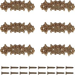 Antik Bronze 60 Sets Eisen Dekoration Tischler Links, mit schrauben, Boxzubehör, Antik Bronze, 19x78.5x0.5 mm, Bohrung: 1.6 mm, Schrauben: 15.8x3 mm
