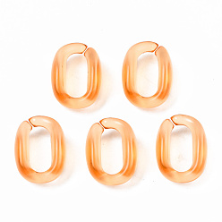 Коралловый Прозрачные акриловые связывая кольца, разъемы для быстрой связи, для изготовления кабельных цепей, овальные, коралл, 15.5x11x6 мм, внутренний диаметр: 4.5x10.5 мм, Около 1330 шт / 500 г